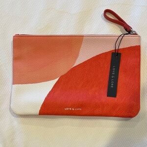New LOVE & LORE Orange/Pink Women's Clutch / Wristlet / Pouch NWT